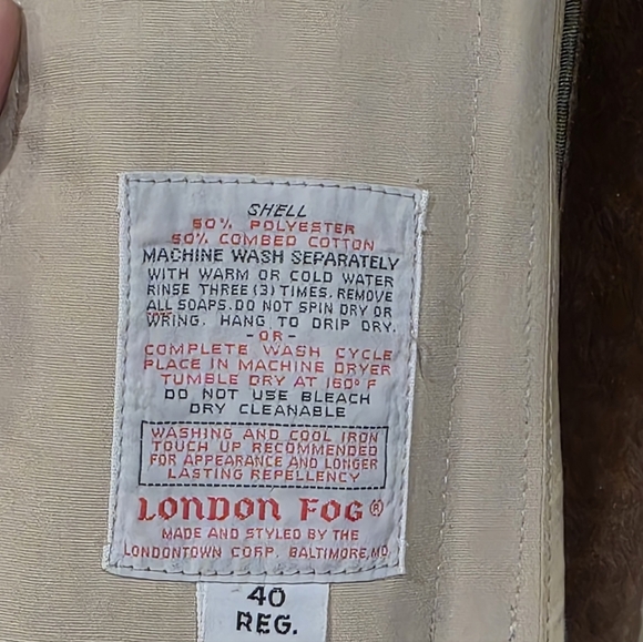 London Fog Maincoats Beige Lined Trench Coat Size 40 Reg - Picture 4 of 12